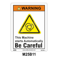 Safety Decals WARNING. This Machine starts automatically. Be Careful.