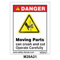 Safety Decals DANGER. Moving Parts can crush and cut. Operate Carefully.