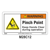 Safety Decals WARNING. Pinch Point. Keep Hands Clear during operation. 