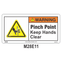 Safety Decals WARNING. Pinch Point. Keep Hands Clear during operation.