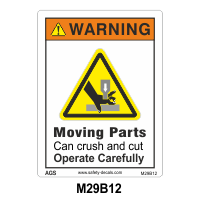 Safety Decals DANGER. Moving Parts can crush and cut. Operate Carefully.