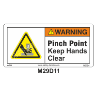 Safety Decals WARNING. Pinch Point. Keep Hands Clear . 