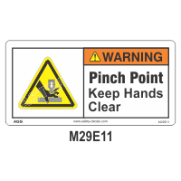 Safety Decals WARNING. Pinch Point. Keep Hands Clear . 