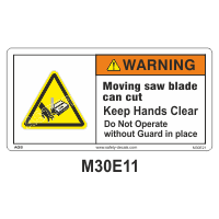 Safety Decals DANGER. Moving Bandsaw can cut. Keep Hands Clear. Do Not Operate without Guard in place.