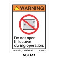 Safety Decals WARNING.  Do Not open this cover during operation