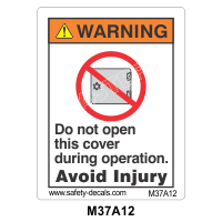 Safety Decals WARNING.  Do Not open this cover during operation. Avoid injury.  