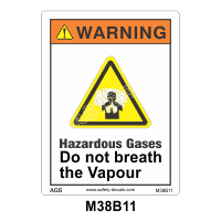 Safety Decals WARNING. Hazardous Gases. Do not breath the Vapor