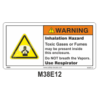 Safety Decals WARNING. Inhalation Hazard. Toxic Gases or Fumes may be present inside this enclosure.  Do NOT breath the Vapors. Use Respirator 
