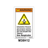 Safety Decals WARNING. Inhalation Hazard. Toxic Gases or Fumes may be present inside this enclosure.  Do NOT breath the Vapors. Use Respirator 