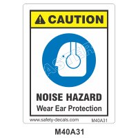 Safety Decals CAUTION. NOISE HAZARD. Wear Ear Protection 