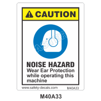 Safety Decals CAUTION. NOISE HAZARD. Wear Ear Protection while operating this machine                 