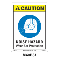 Safety Decals CAUTION. NOISE HAZARD. Wear Ear Protection 