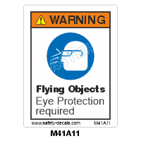 Safety Decals WARNING. Flying Objects. Eye Protection required 