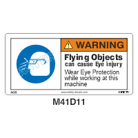 Safety Decals WARNING. Flying Objects can cause Eye injury. Wear Eye Protection while working at this machine 