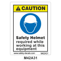 Safety Decals CAUTION.  Safety Helmet required while working at this equipment
