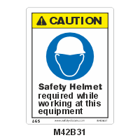 Safety Decals CAUTION.  Safety Helmet required while working at this equipment