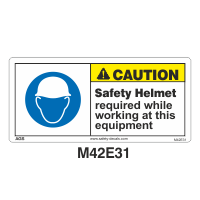 Safety Decals CAUTION.  Safety Helmet required while working at this equipment 