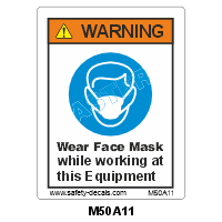 Safety Decals WARNING. Wear Face Mask while working at this Equipment.