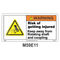 Safety Decals WARNING. Risk of getting injured. Keep Keep away from Rotating shaft and coupling.