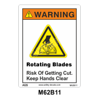Safety Decals WARNING. Rotating Blades. Risk of Getting Cut. Keep Hands Clear. 