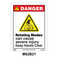 Safety Decals DANGER  Rotating Blades can cause severe injury. Keep Hands Clear. 