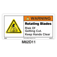 Safety Decals WARNING. Rotating Blades. Risk of Getting Cut. Keep Hands Clear.