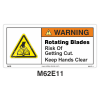 Safety Decals WARNING. Rotating Blades. Risk of Getting Cut. Keep Hands Clear. 