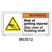 Safety Decals WARNING. Risk of getting injured. Stay clear of Rotating Shaft.