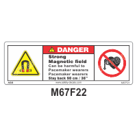 Safety Decals DANGER   Strong Magnetic field can be harmful to Pacemaker wearers. Pacemaker wearers stay back 90Cm / 36