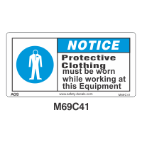 Safety Decals NOTICE.  Protective Clothing must be worm while working at this Equipment.