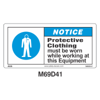 Safety Decals NOTICE.  Protective Clothing must be worm while working at this Equipment.