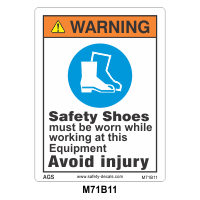 Safety Decals WARNING    Safety Shoes must be worn while working at this equipment. Avoid injury  
